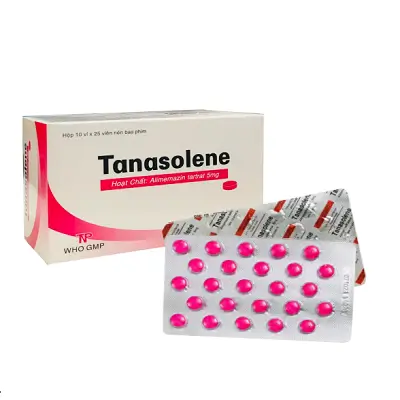 Tanasolene - điều trị dị ứng, mẩn ngứa, hắt hơi sổ mũi và điều trị ho khan (Hộp 10 vỉ x 25 viên)